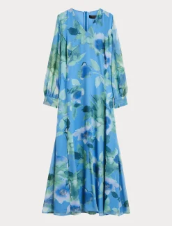 Marina Rinaldi Abiti | Abiti*Abito lungo in georgette di seta AZZURRO