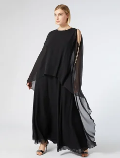 Marina Rinaldi Abiti | Abiti*Abito lungo in georgette di seta NERO