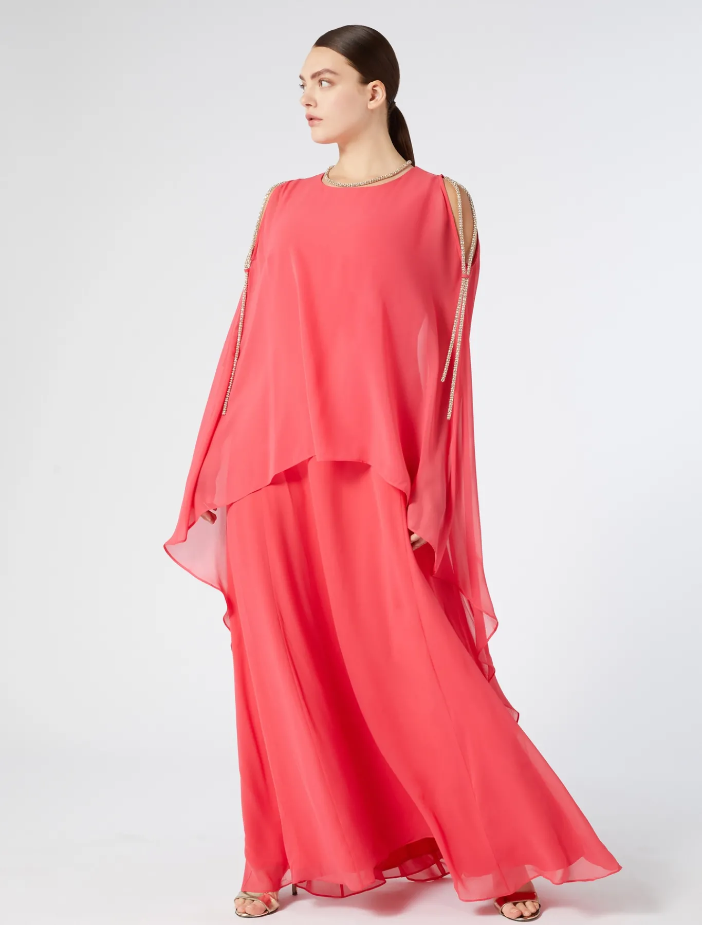 Marina Rinaldi Abiti | Abiti*Abito lungo in georgette di seta ROSA