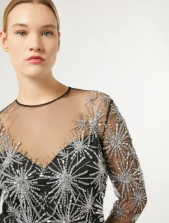 Marina Rinaldi Marina Rinaldi By Zuhair Murad*Abito lungo in tulle con ricamo NERO