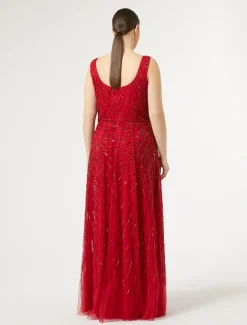 Marina Rinaldi Marina Rinaldi By Zuhair Murad*Abito lungo in tulle con ricamo ROSSO