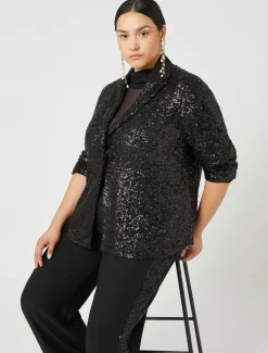 Marina Rinaldi Giacche & Blazer | Giacche & Blazer*Blazer in tessuto tecnico e paillettes NERO