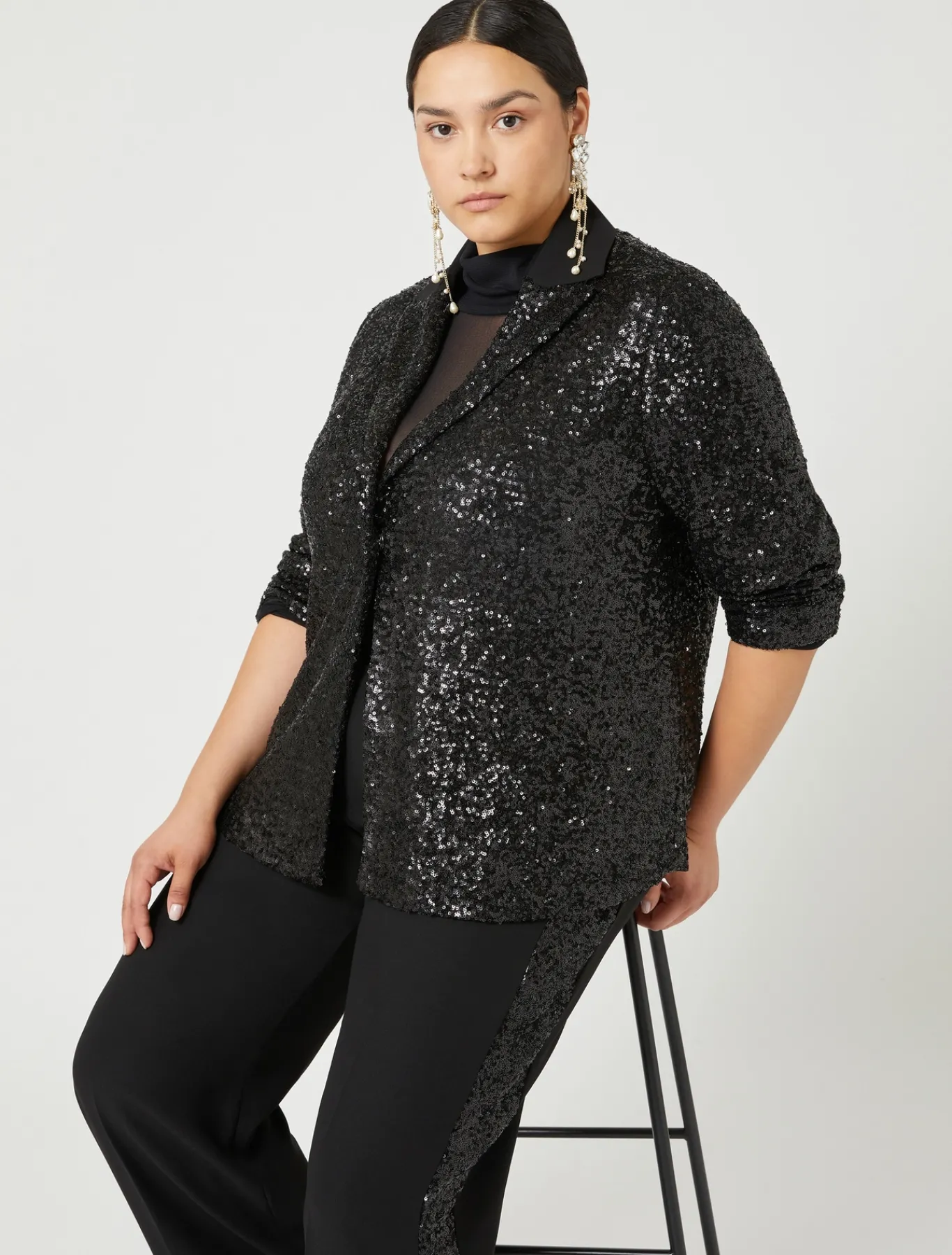 Marina Rinaldi Giacche & Blazer | Giacche & Blazer*Blazer in tessuto tecnico e paillettes NERO