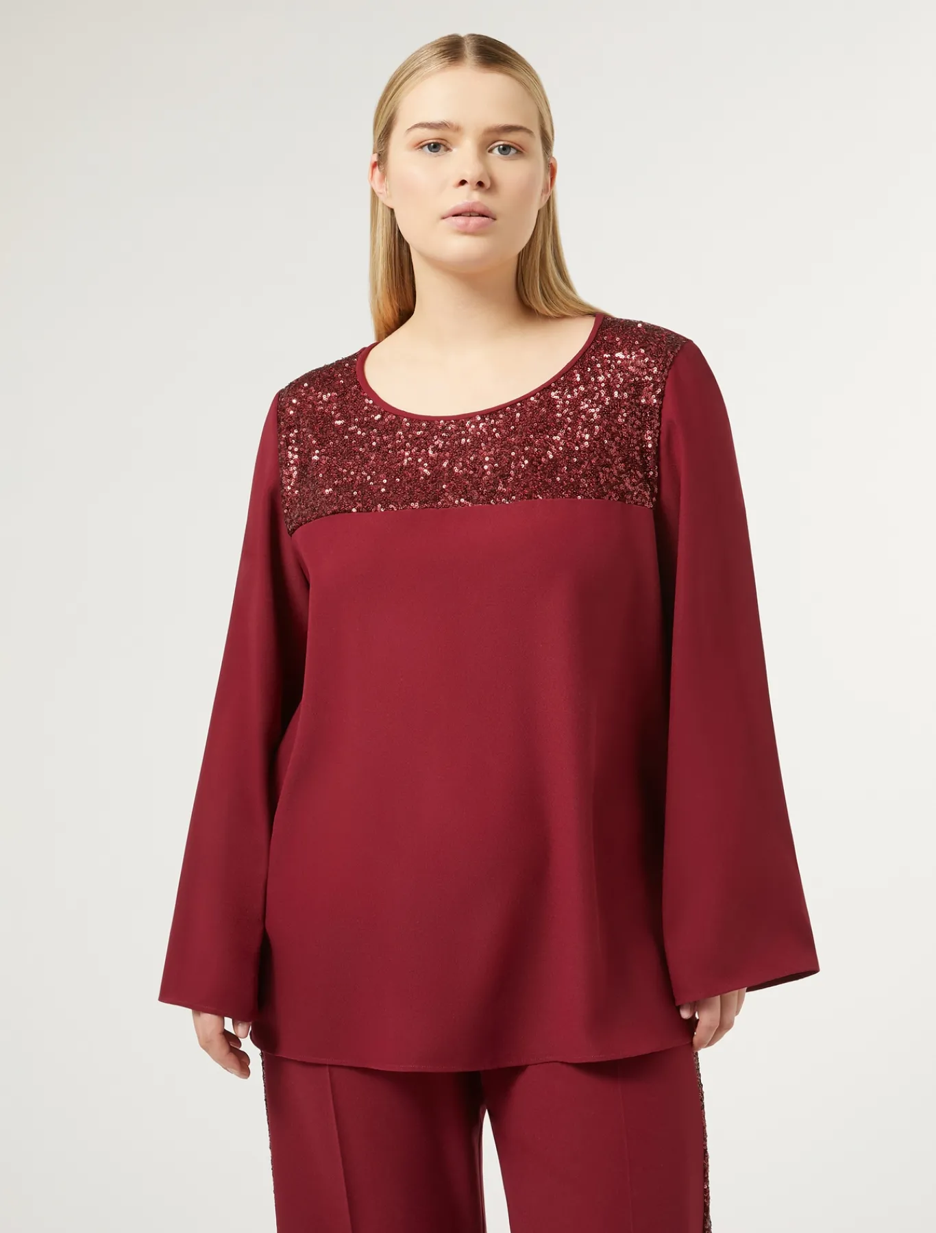 Marina Rinaldi Selezione Elegante | Collezione Elegante*Blusa in crêpe envers satin RUBINO