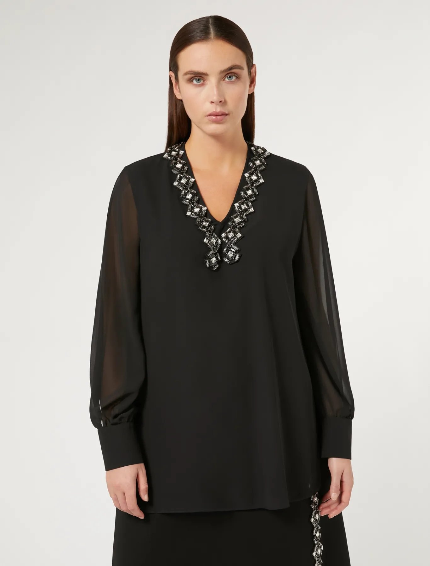 Marina Rinaldi Bluse | Camicie & Bluse*Blusa in crêpe georgette NERO
