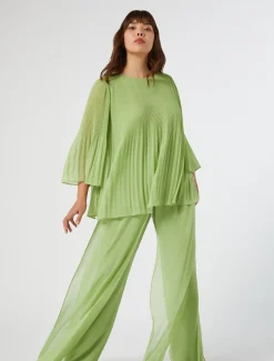 Marina Rinaldi Bluse | Camicie & Bluse*Blusa in georgette plissé VERDEOLIVA