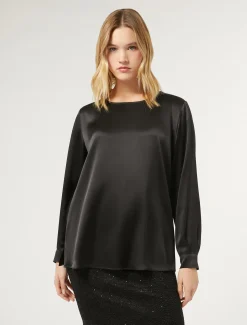 Marina Rinaldi Camicie & Bluse | Camicie & Bluse*Blusa in raso di seta NERO