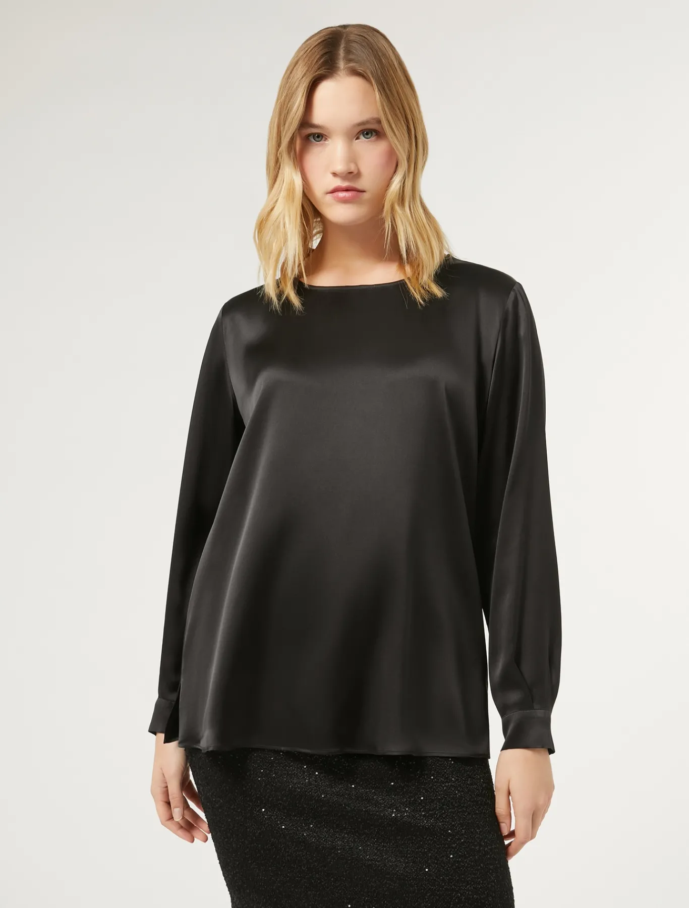 Marina Rinaldi Camicie & Bluse | Camicie & Bluse*Blusa in raso di seta NERO