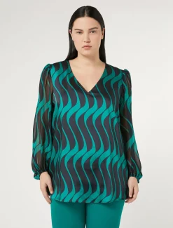 Marina Rinaldi Bluse | Selezione Elegante*Blusa in twill e georgette BLUMARINO