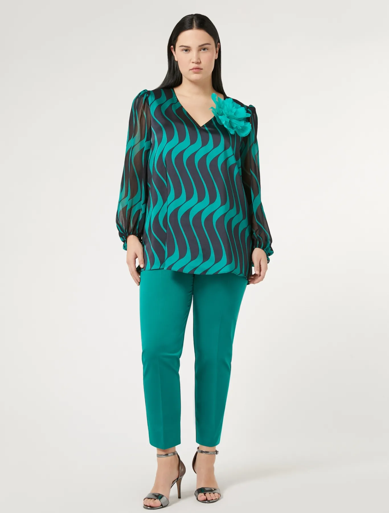 Marina Rinaldi Bluse | Selezione Elegante*Blusa in twill e georgette BLUMARINO