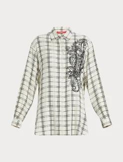 Marina Rinaldi Camicie & Bluse | Camicie & Bluse*Camicia check con ricamo AVORIO