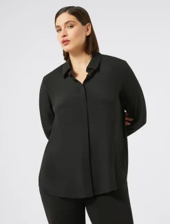 Marina Rinaldi Bluse | Camicie & Bluse*Camicia in crêpe de Chine di misto seta NERO