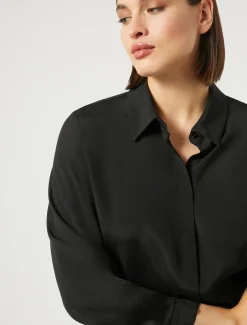 Marina Rinaldi Bluse | Camicie & Bluse*Camicia in crêpe de Chine di misto seta NERO