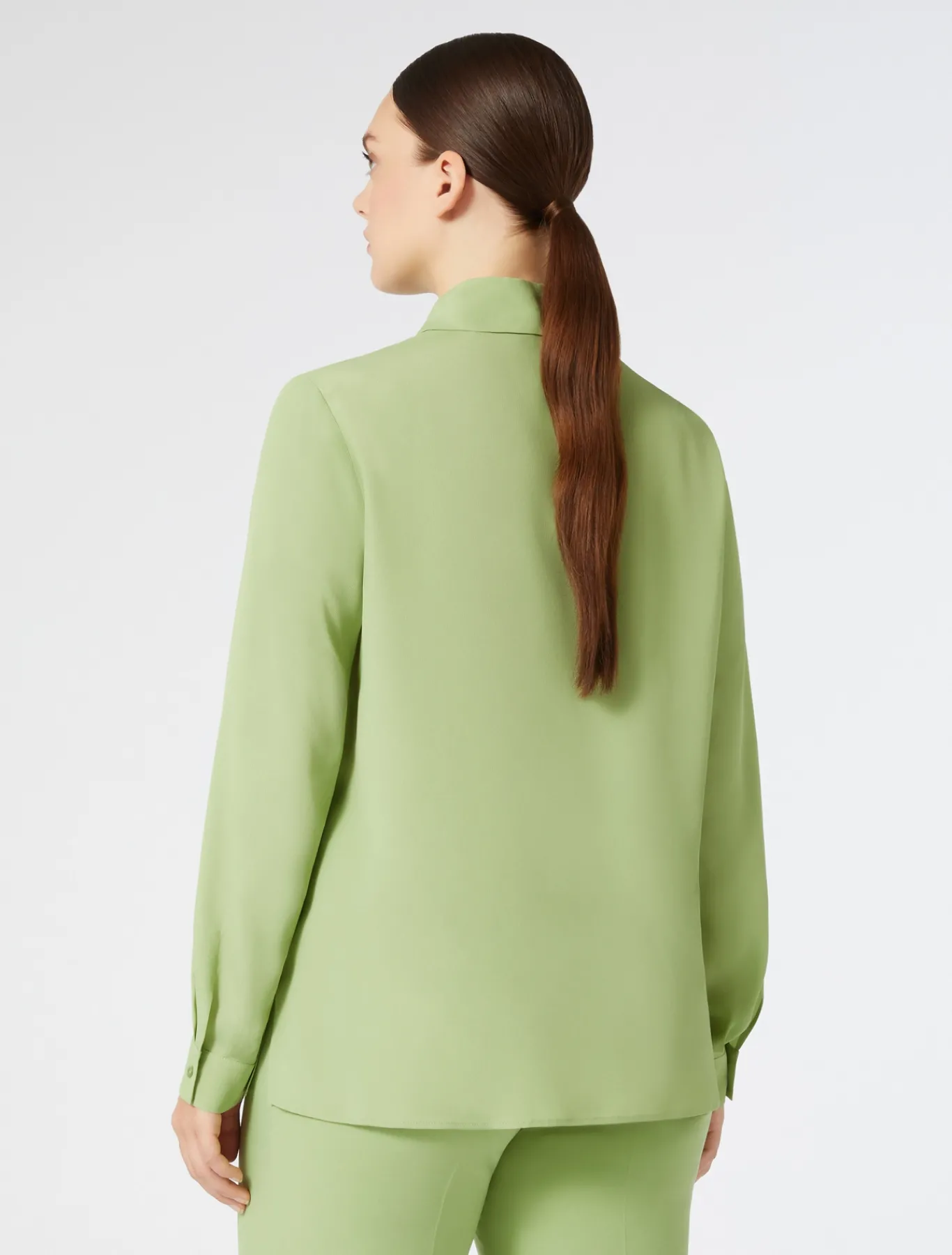 Marina Rinaldi Bluse | Selezione Elegante*Camicia in crêpe de Chine di misto seta VERDEOLIVA