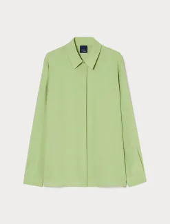Marina Rinaldi Bluse | Selezione Elegante*Camicia in crêpe de Chine di misto seta VERDEOLIVA