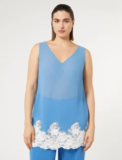 Marina Rinaldi Bluse | Camicie & Bluse*Camicia in georgette e pizzo con top AVIO