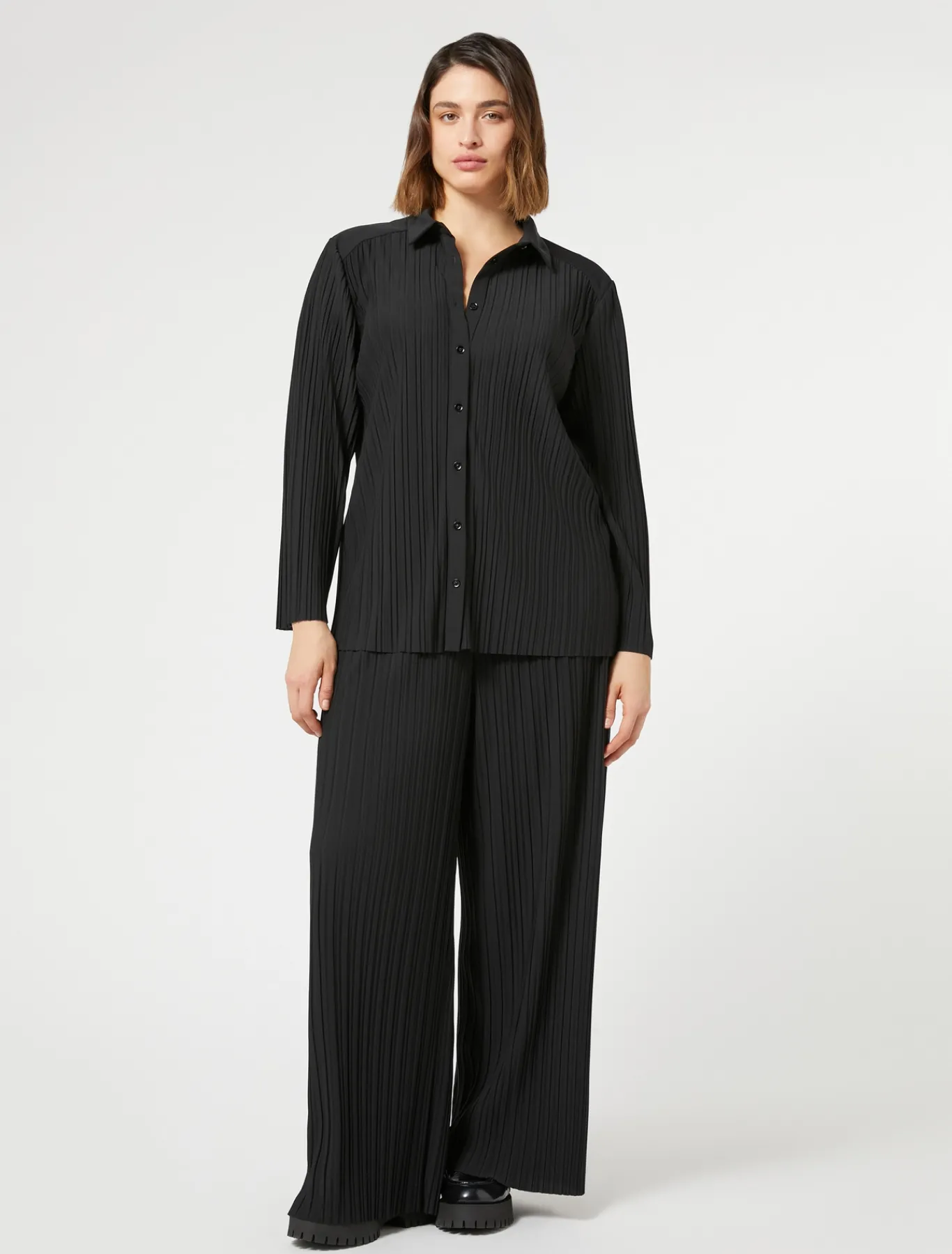 Marina Rinaldi Top & T-Shirt | Top & T-Shirt*Camicia in jersey plissé NERO
