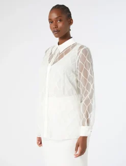 Marina Rinaldi Bluse | Collezione Elegante*Camicia in organza ricamata BIANCO