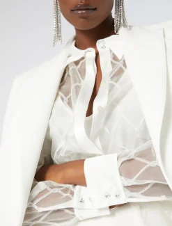 Marina Rinaldi Bluse | Collezione Elegante*Camicia in organza ricamata BIANCO