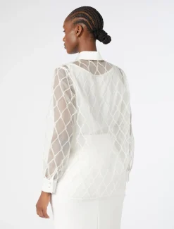 Marina Rinaldi Bluse | Collezione Elegante*Camicia in organza ricamata BIANCO
