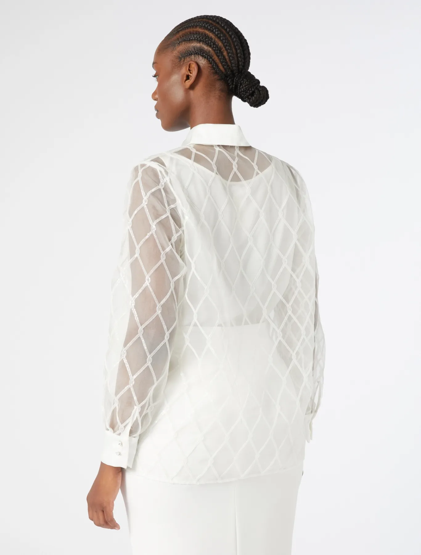 Marina Rinaldi Bluse | Collezione Elegante*Camicia in organza ricamata BIANCO