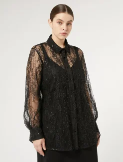 Marina Rinaldi Bluse | Collezione Elegante*Camicia in pizzo con paillettes NERO