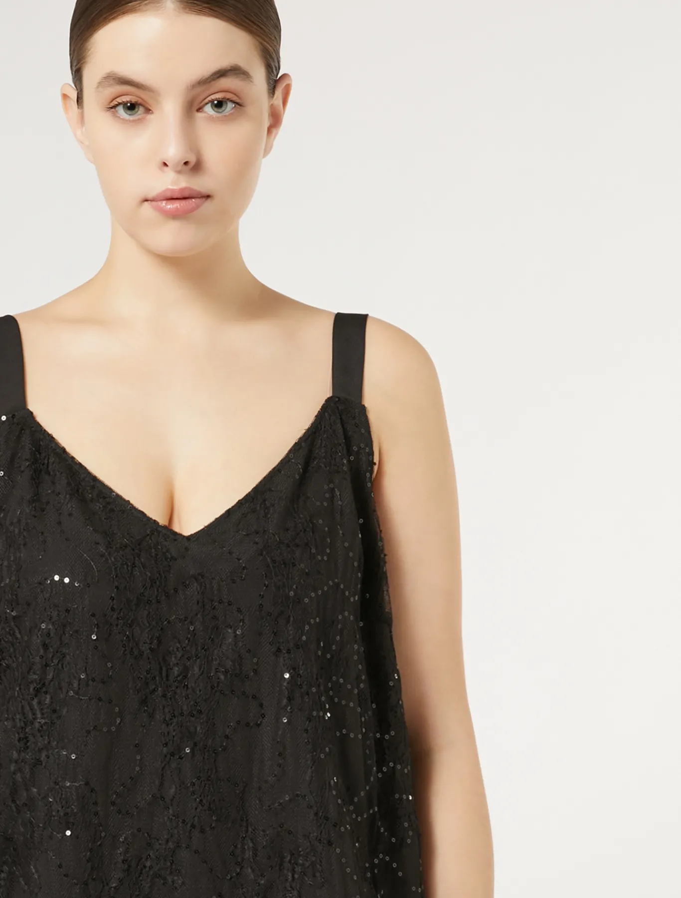 Marina Rinaldi Bluse | Collezione Elegante*Camicia in pizzo con paillettes NERO