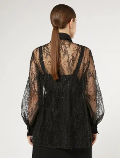 Marina Rinaldi Bluse | Collezione Elegante*Camicia in pizzo con paillettes NERO