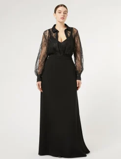 Marina Rinaldi Bluse | Collezione Elegante*Camicia in pizzo con paillettes NERO