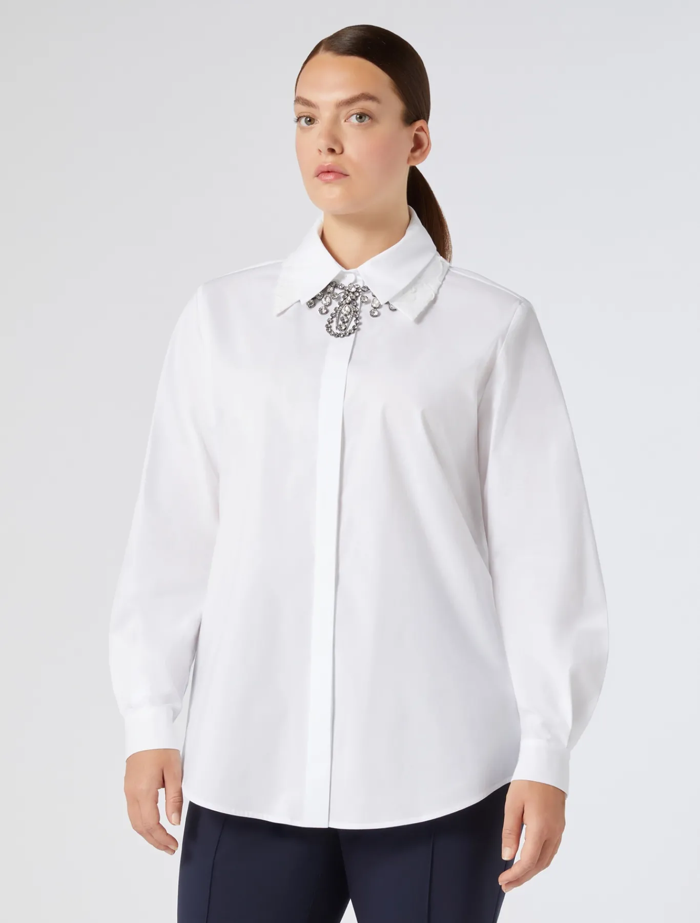 Marina Rinaldi Camicie & Bluse | Camicie & Bluse*Camicia in popeline con colletto BIANCOOTTICO