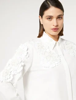 Marina Rinaldi Camicie & Bluse | Camicie & Bluse*Camicia in popeline con paillettes BIANCOOTTICO