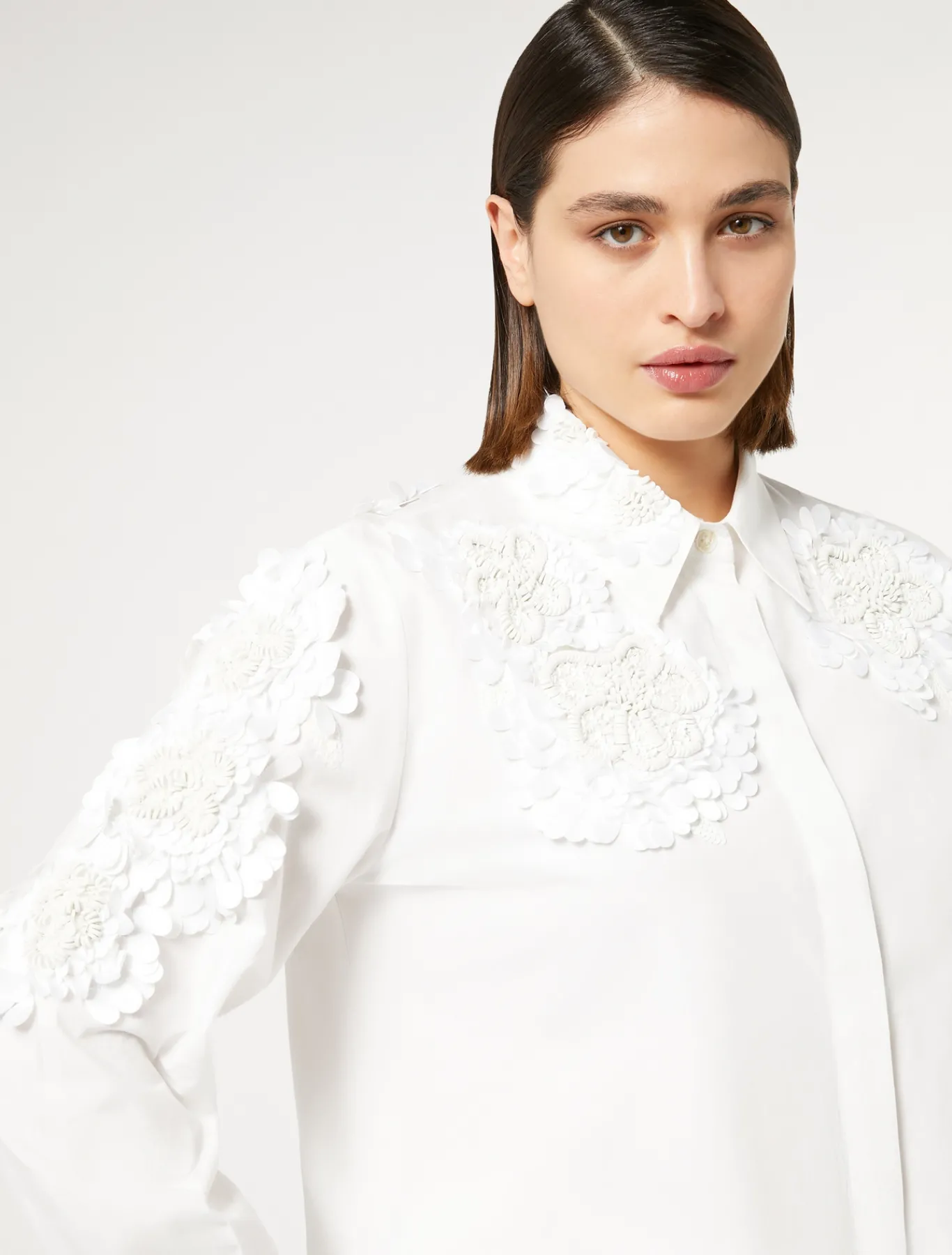 Marina Rinaldi Camicie & Bluse | Camicie & Bluse*Camicia in popeline con paillettes BIANCOOTTICO