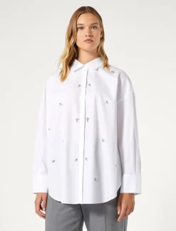 Marina Rinaldi Camicie & Bluse | Camicie & Bluse*Camicia in popeline con ricamo BIANCOOTTICO