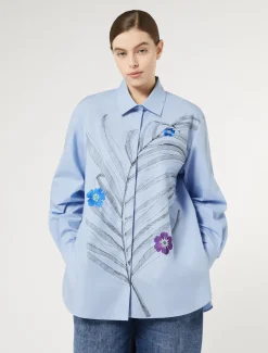 Marina Rinaldi Camicie & Bluse | Camicie & Bluse*Camicia in popeline con ricamo CIELO