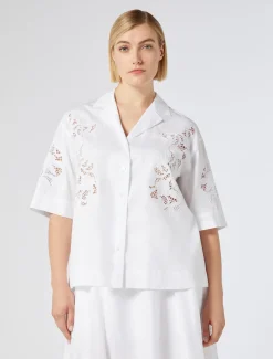 Marina Rinaldi Camicie & Bluse | Camicie & Bluse*Camicia in popeline con ricamo BIANCOOTTICO