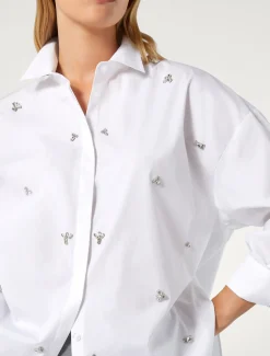 Marina Rinaldi Camicie & Bluse | Camicie & Bluse*Camicia in popeline con ricamo BIANCOOTTICO