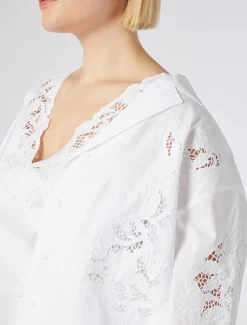 Marina Rinaldi Camicie & Bluse | Camicie & Bluse*Camicia in popeline con ricamo BIANCOOTTICO