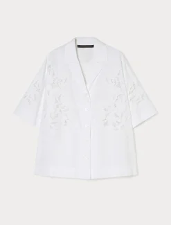 Marina Rinaldi Camicie & Bluse | Camicie & Bluse*Camicia in popeline con ricamo BIANCOOTTICO