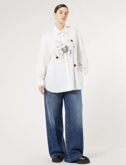 Marina Rinaldi Camicie & Bluse | Camicie & Bluse*Camicia in popeline con ricamo BIANCO