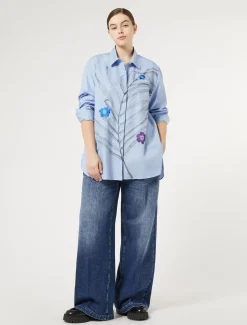 Marina Rinaldi Camicie & Bluse | Camicie & Bluse*Camicia in popeline con ricamo CIELO