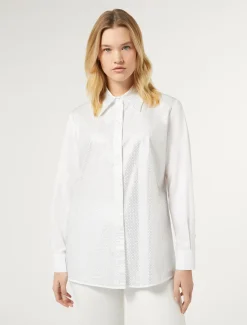 Marina Rinaldi Camicie & Bluse | Camicie & Bluse*Camicia in popeline con strass BIANCOOTTICO