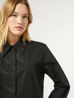 Marina Rinaldi Camicie & Bluse | Camicie & Bluse*Camicia in popeline con strass NERO