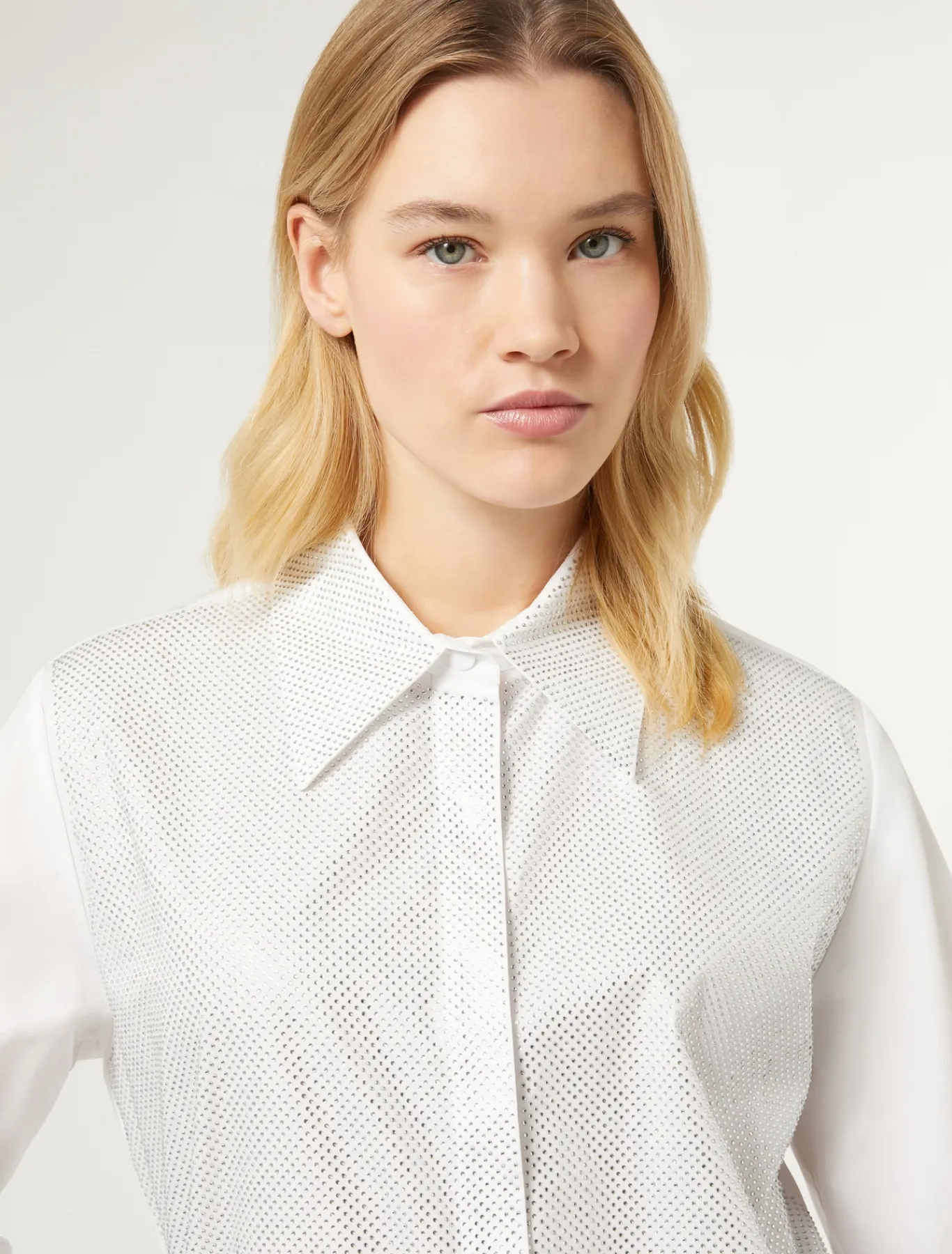 Marina Rinaldi Camicie & Bluse | Camicie & Bluse*Camicia in popeline con strass BIANCOOTTICO