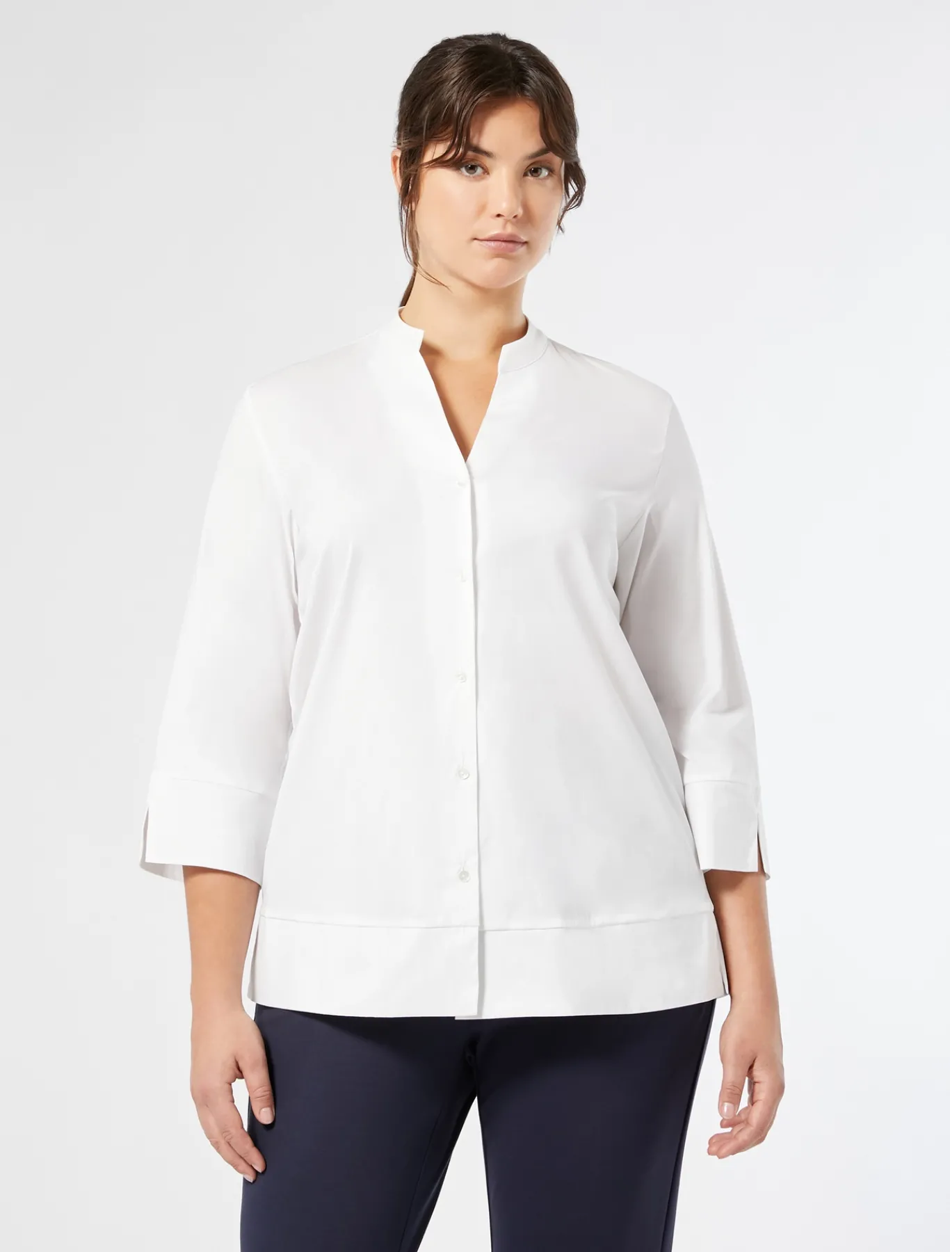 Marina Rinaldi Camicie & Bluse | Camicie & Bluse*Camicia in popeline stretch BIANCOOTTICO