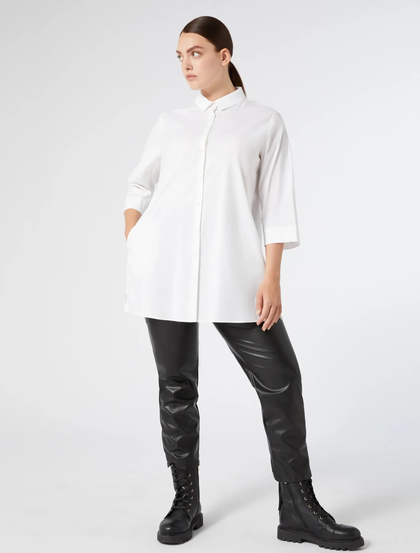 Marina Rinaldi Camicie & Bluse | Camicie & Bluse*Camicia in popeline stretch BIANCOOTTICO