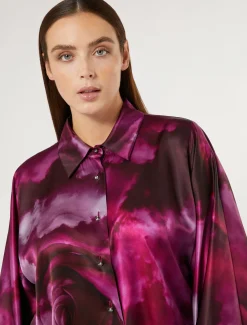 Marina Rinaldi Bluse | Collezione Elegante*Camicia in raso di seta BORDEAUX