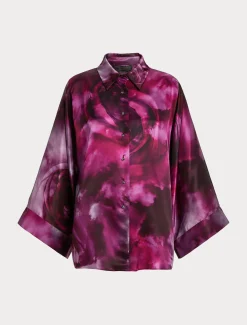 Marina Rinaldi Bluse | Collezione Elegante*Camicia in raso di seta BORDEAUX