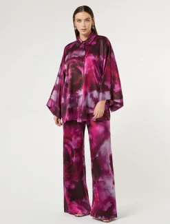 Marina Rinaldi Bluse | Collezione Elegante*Camicia in raso di seta BORDEAUX