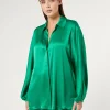 Marina Rinaldi Bluse | Camicie & Bluse*Camicia in satin VERDEBANDIERA