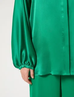 Marina Rinaldi Bluse | Camicie & Bluse*Camicia in satin VERDEBANDIERA